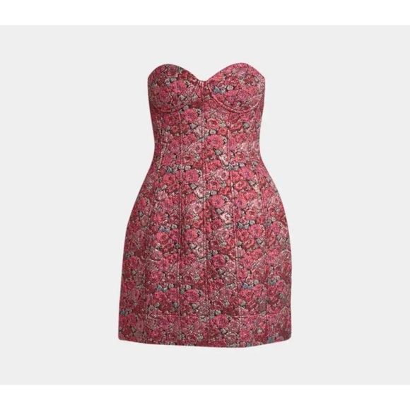 Liv Foster Strapless Floral Jacquard Mini Dress - Picture 6 of 6